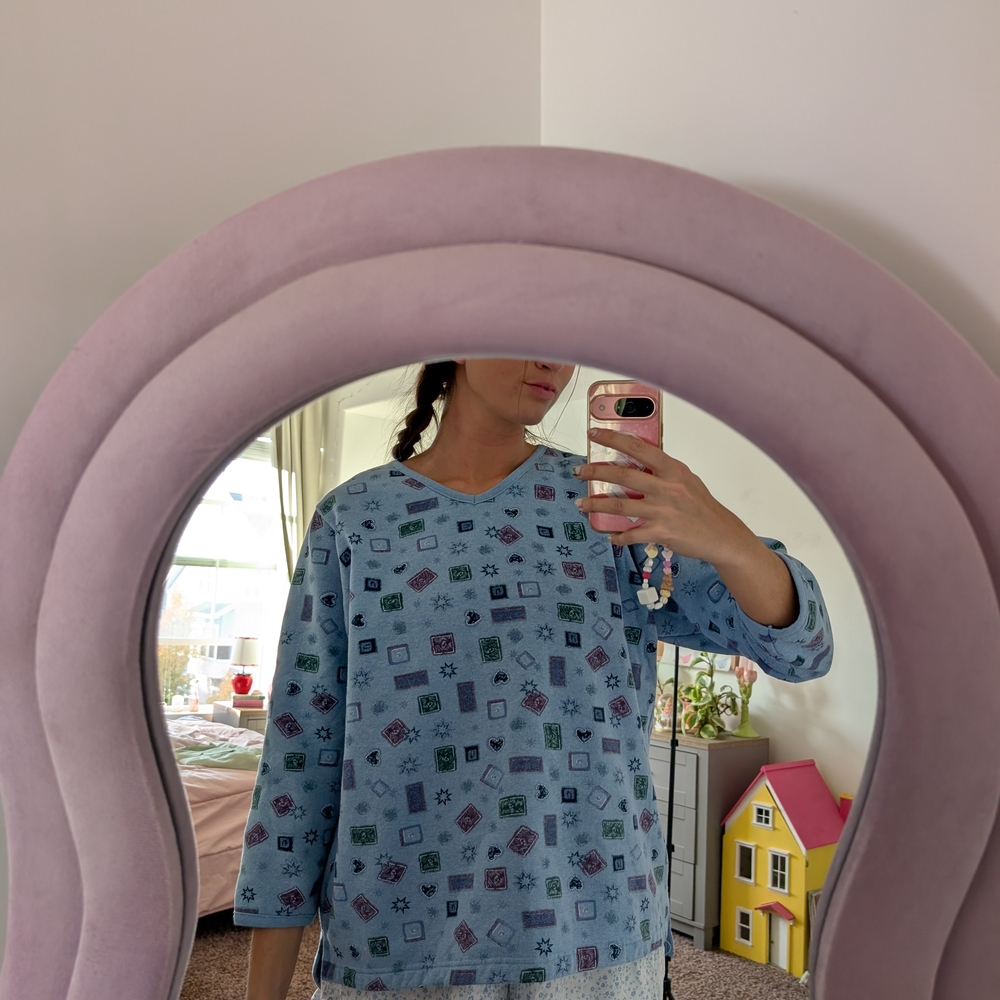 Fleece Lined Light Blue Comfort Soft Top Size 1X